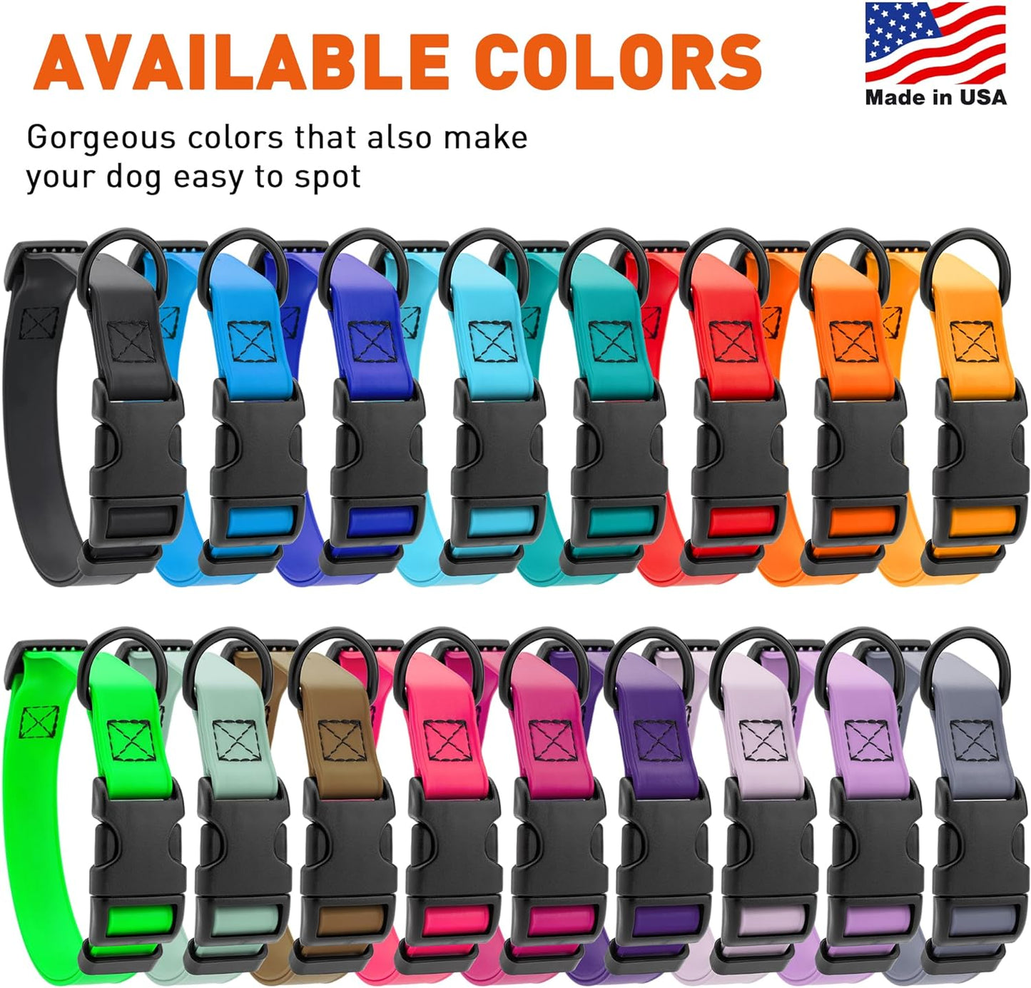 Dogline Biothane Waterproof Dog Collar with Quick Release Buckle Strong Coated Nylon Webbing with Odor- Proof for Easy Care Easy to Clean Fits Small Medium or Large Dogs, Royal Blue 1" W 15-23" L
