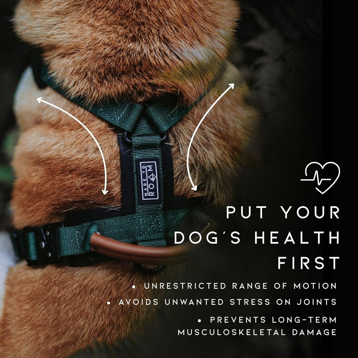 MADE TO ROAM Premium Explorer Harness - Y-Shaped Dog Harness with Adjustable Durable Nylon, Soft Padding, Metal Buckles and Leather Handle for Small, Medium, Large Dogs (California Horizon, Size 1)