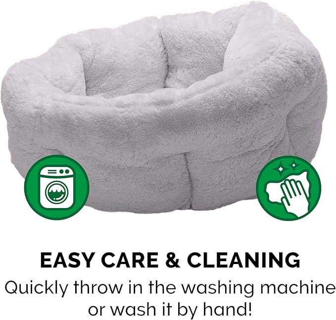Furhaven 20" Round Self-Warming Pet Bed for Indoor Cats & Small Dogs, 100% Washable, For Pets Up to 20 lbs - Hi Lo Plush Luxe Faux Fur Cuddler - Gray, Small