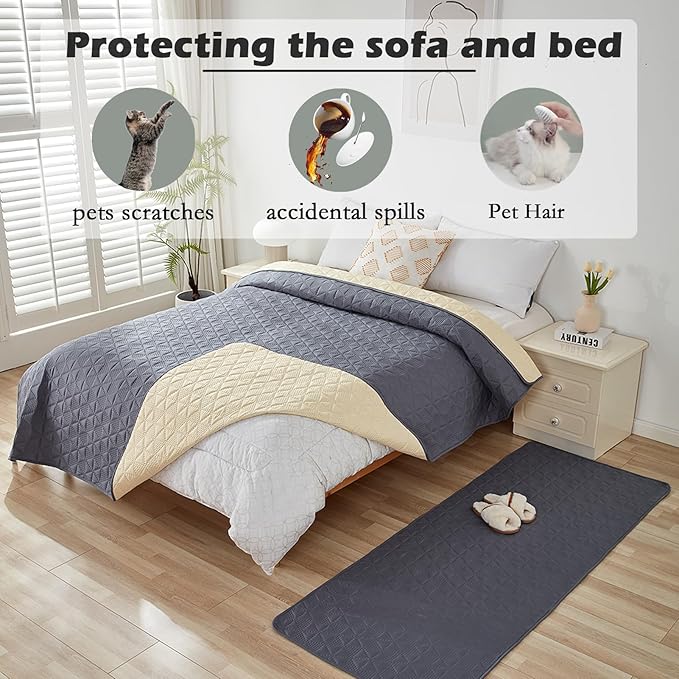 Waterproof Dog Bed Cover Pet Blanket, Soft Pet Couch Covers for Sofa Washable, Bed Couch Sofa Furniture Protector for Puppy Cat Kids (Grey,130 * 210 CM)
