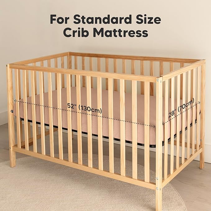 KeaBabies 2-Pack Muslin Crib Sheets for Boys, Girls - 100% Organic Cotton Fitted Baby Crib Mattress Sheet, Soft Breathable Standard Toddler Bed Cover Bedding Set, Neutral, Durable 52x28 (Russet)
