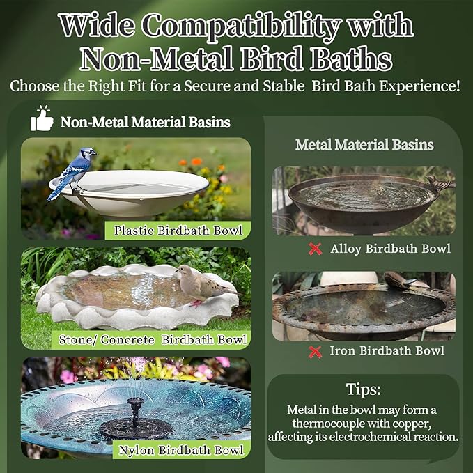 Bird Bath Copper Disk 2 Pack, 99.9% Pure Copper with 3-Point Support Design Enhances Water Purity, Less Cleaning Frequency for Outdoor Bird Baths & Bowls, Safe for Birds Whole Year