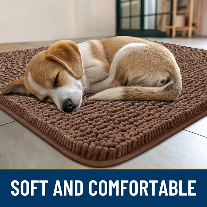 Smiry Dog Door Mat for Muddy Paws 30x20, Absorbent Dirt Trapper, Non-Slip