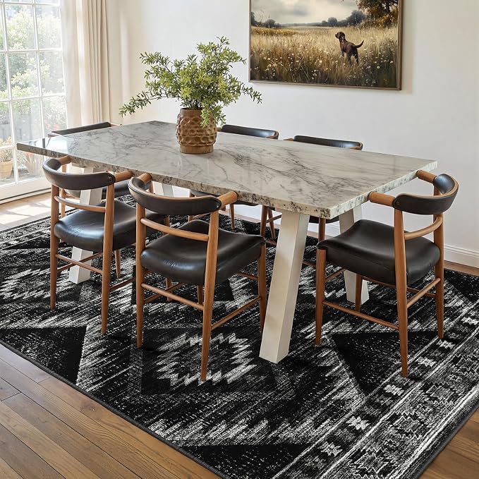 BESTSWEETIE Area Rug 5x7 Rug Machine Washable Non-Slip Low Pile Print Pattern