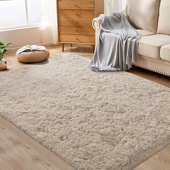 4x6 Area Rug for Living Room: Fluffy Shag Soft Washable Rugs Fuzzy Plush Indoor Carpet for Bedroom Nursery Playroom Dorm Kids Girls Boys Room (Camel, 4'x6')