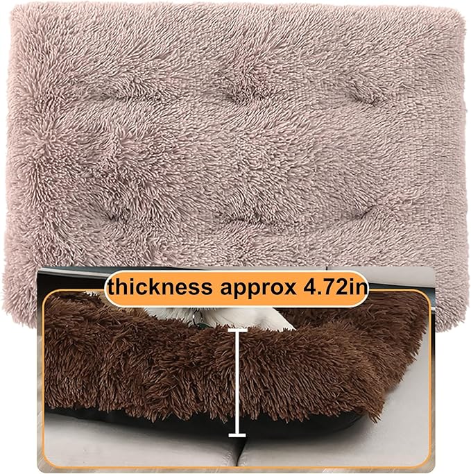 Dog Crate Mat, Dog Bed for Large Dogs, Comfy Fluffy Kennel Pad Anti-Slip for Dog beds & Furniture, Quilted Dog Bed for Pets for Medium/Small Dogs Cats (Color : Brown, Size : 30x21)