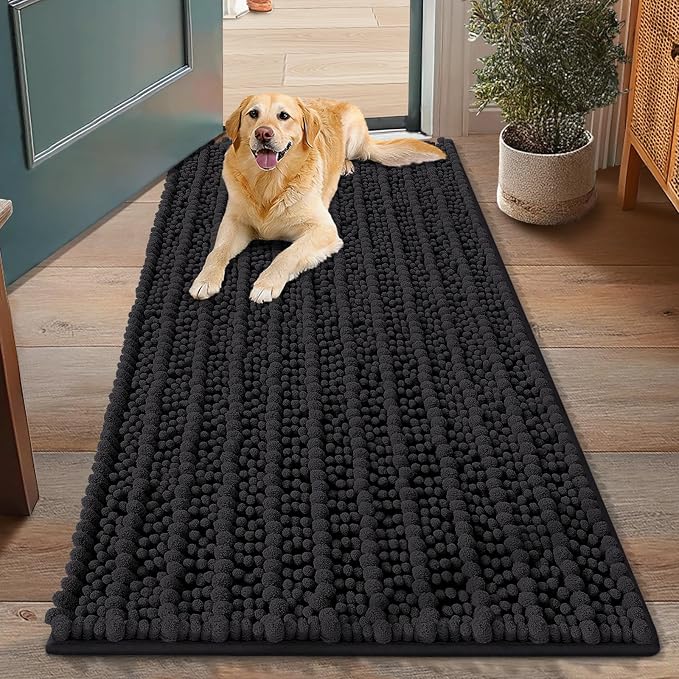 Smiry Dog Door Mat for Muddy Paws 48x30, Absorbent Dirt Trapper, Non-Slip