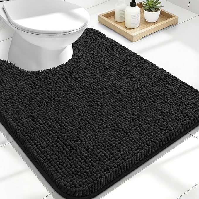 OLANLY Toilet Rugs U-Shaped 24x20, Extra Soft Absorbent Chenille Contour
