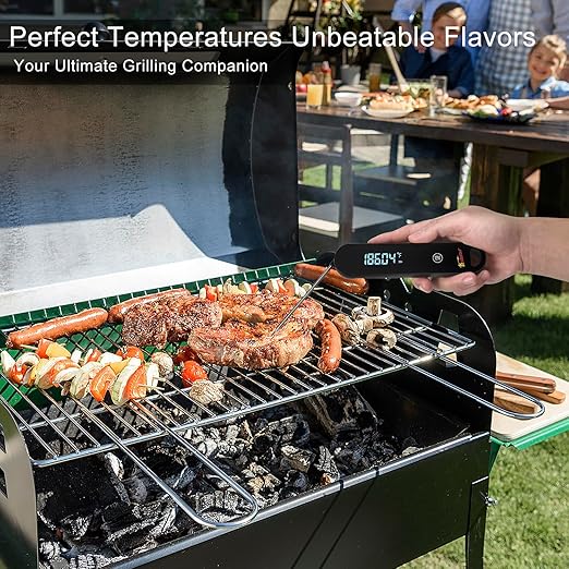 The Latest Thermocouple Instant Reading Meat Thermometer Digital,Faster Less Than 0.6 Second Response,IP67 Waterproof Thermometer Suitable for Grilling, Cooking,BBQ Gifts for Men (Black)
