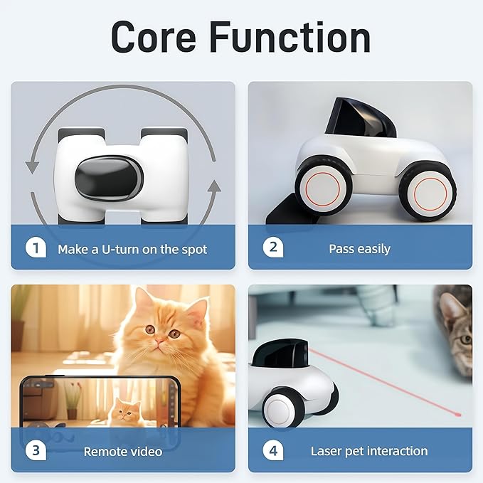 Family Smart Companion Robot,2K HD Pet Camera Robot,Indoor Security Camera Robot,1-Click Interaction,2-Way Voice,Color Night Vision,Motion Detection,Video Recording,Battery-Operated with Phone App