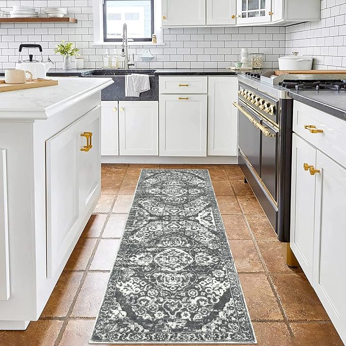 HEBE Hallway Runner Rug 2'x6' Washable Vintage Distressed Area Rugs Non Slip