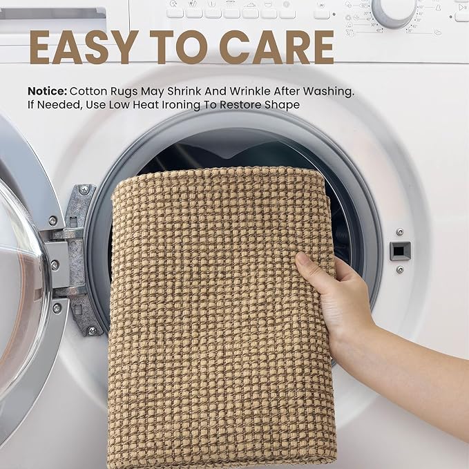 EARTHALL Woven Area Rug 3x5 Ft Washable Rugs