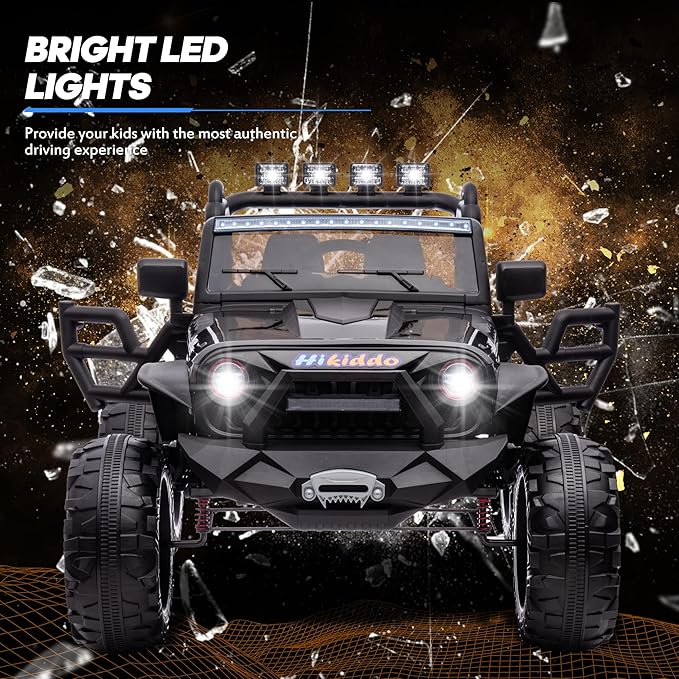 24V 9Ah Ride on Toy for Big Kids, 4WD 2 Seater Ride on Car Truck with Remote Control, 4x200W Motor - Black