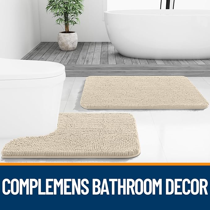 OLANLY Bathroom Runner Rugs 44x24, Extra Soft Absorbent Chenille Bath Rugs