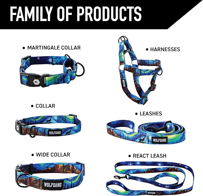 Wolfgang Heavy Duty Adjustable Dog Harness, Pull-Tested for Walking & Training, StarryWolf Print, Large