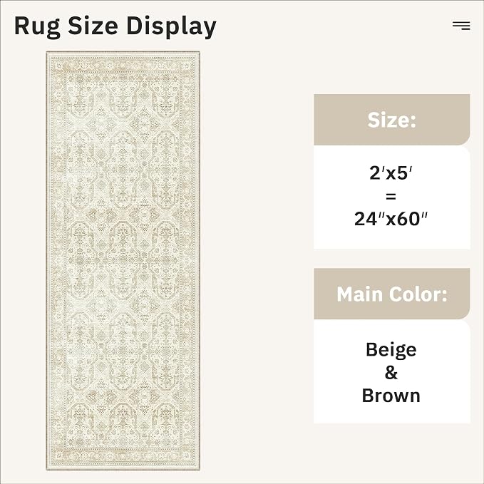 Soalmost Runner Rug 2x5 Washable Non-Slip Kitchen Runner Rugs