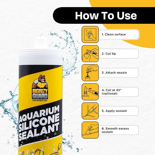 Aquarium Silicone Sealant Black 2x10.14 Fl oz Cartridge - Aquarium Safe Silicone for Fish & Plants | 100% Waterproof, Premium, Non-Toxic, Solvent Free, Strong Bond, Fast Curing (2 Pack)