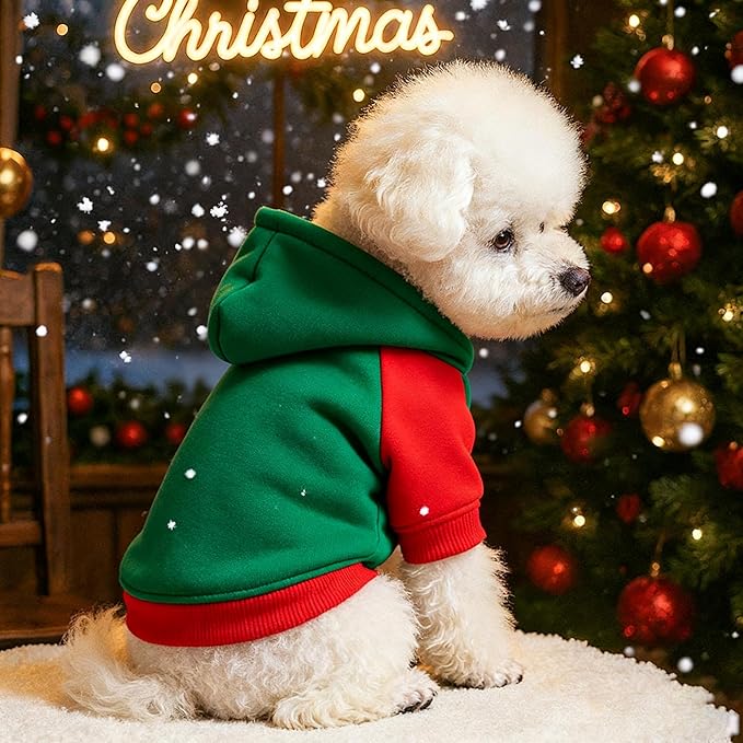 Custom Dog Hoodie, Personalized Sweatshirt with Photo Text Name Logo, Customized Hooded Sweater for Small Medium Large Dogs & Cats (Green + Red Border, X-Large)