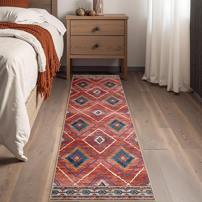 BESTSWEETIE Area Rug 2x10 Rug Machine Washable Non-Slip Low Pile Print Pattern