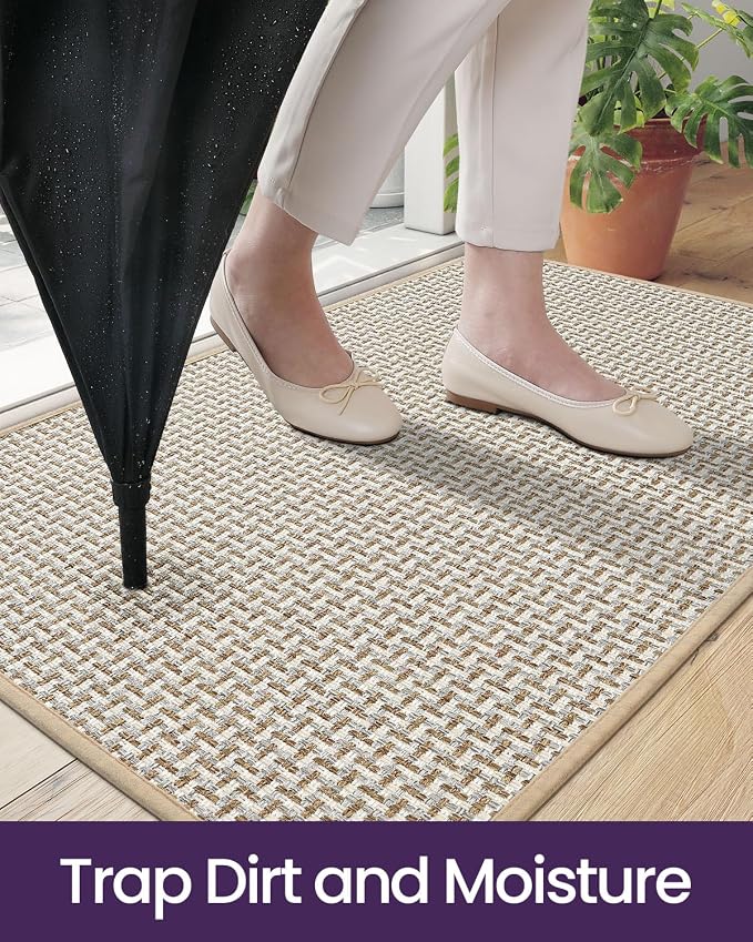 DEXI Ultra Thin Door Mat Indoor Entrance 36x56, Non Slip Rubber Backed Entryway