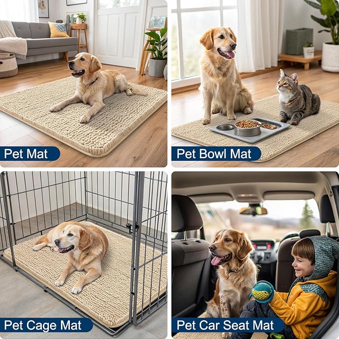 Smiry Dog Door Mat for Muddy Paws 47x17, Absorbent Dirt Trapper, Non-Slip
