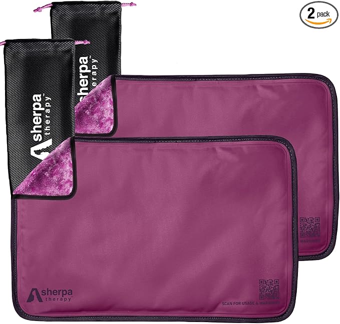 Medium Flexible Gel Ice Packs Reusable - Hot and Cold Soft Ice Packs for Injuries Reusable for Ankle, Arm, Foot, Leg, Back Pain Relief - 8" x 12" - 2PK - Purple