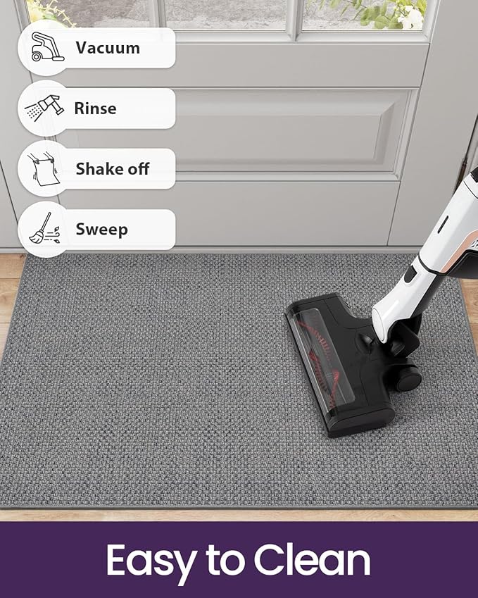 DEXI Ultra Thin Door Mat Indoor Entrance 48x72, Non Slip Rubber Backed Entryway