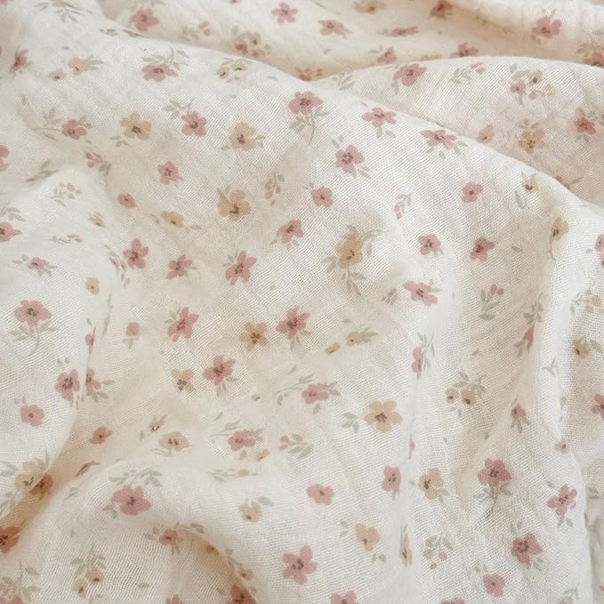 BuLuTu 2-Layer Cotton Muslin Toddler Pillowcases for Girls Boys Floral Pillow Cover Decorative Pillow Cases Gauze Cotton Small Pillow Protector for Crib, Envelope Closure, 14"x20",1 pc