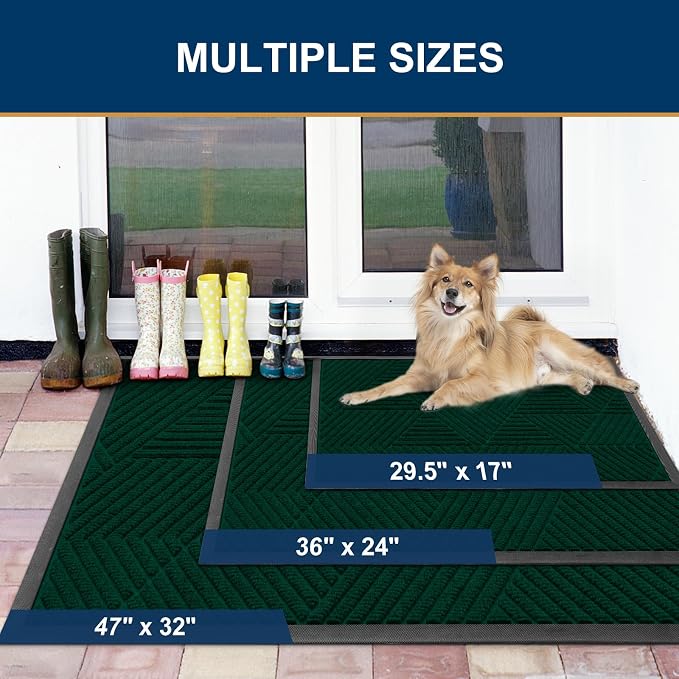 Smiry Front Door Mat Outside Entrance, Heavy Duty Sturdy Natural Rubber Doormat