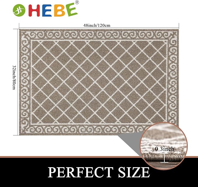 HEBE Indoor Door Mat 32"x48" Non Slip, Washable Welcome Mats