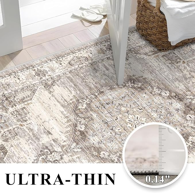 Washable Area Rugs 2x3 Entryway: Soft Ultra Thin Low Pile Mat Machine Washable