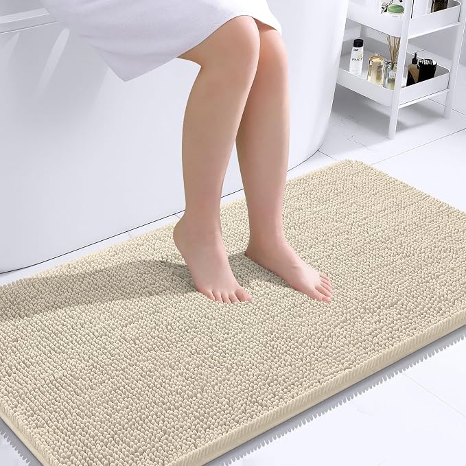 OLANLY Large Bathroom Rugs 40x24, Extra Soft Absorbent Chenille Bath Rugs