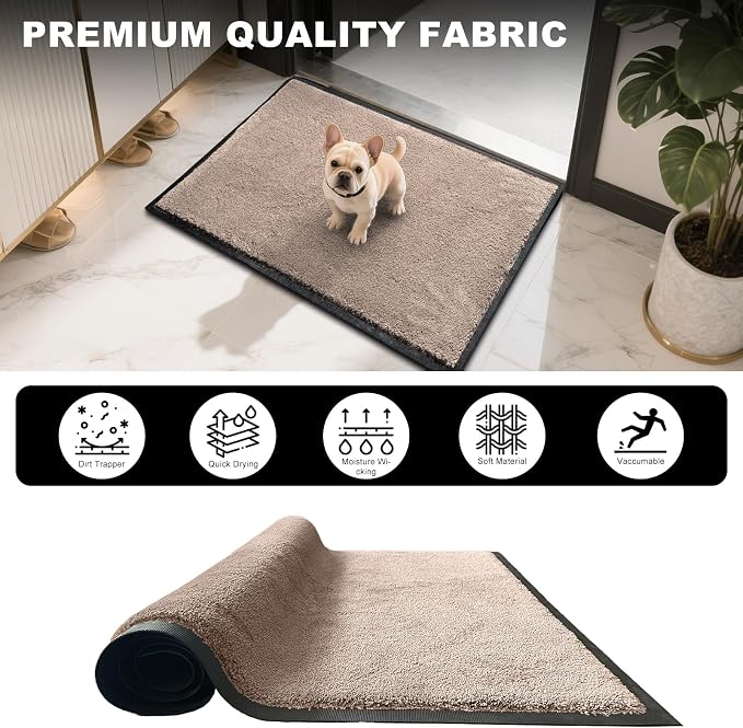 Mibao Front Door Mat Indoor Entrance, 29.5" x 17", Dirt Trapper Welcome Mat