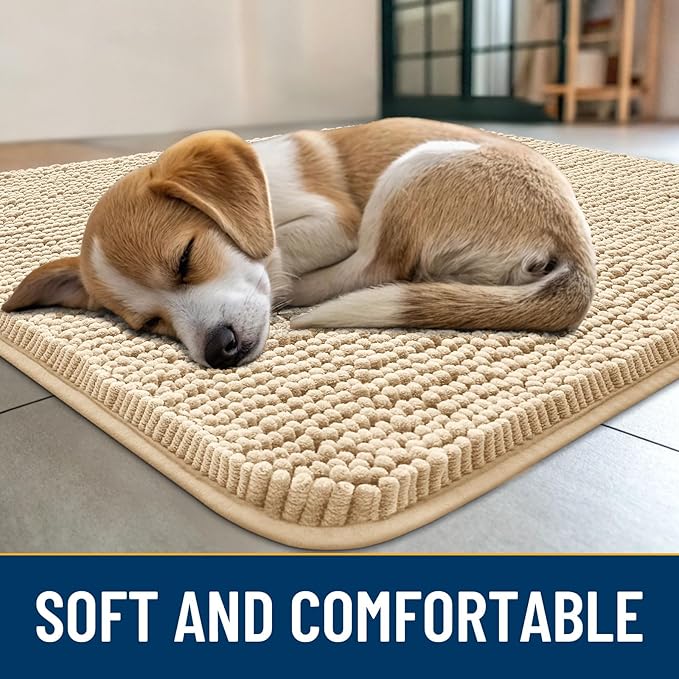 Smiry Dog Door Mat for Muddy Paws 47x32, Absorbent Dirt Trapper, Non-Slip
