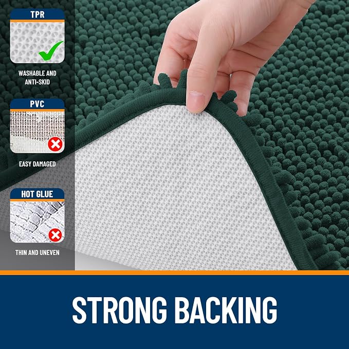 OLANLY Toilet Rugs U-Shaped 24x24, Extra Soft Absorbent Chenille Contour
