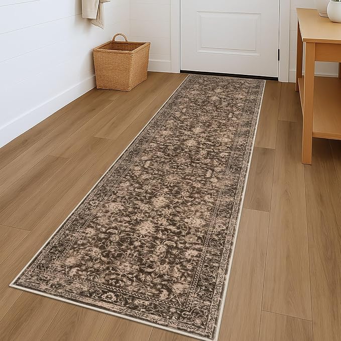 KILOCOCO Hallway Runner 2x7 Rug Runner Washable Kitchen Runners Printed Floral