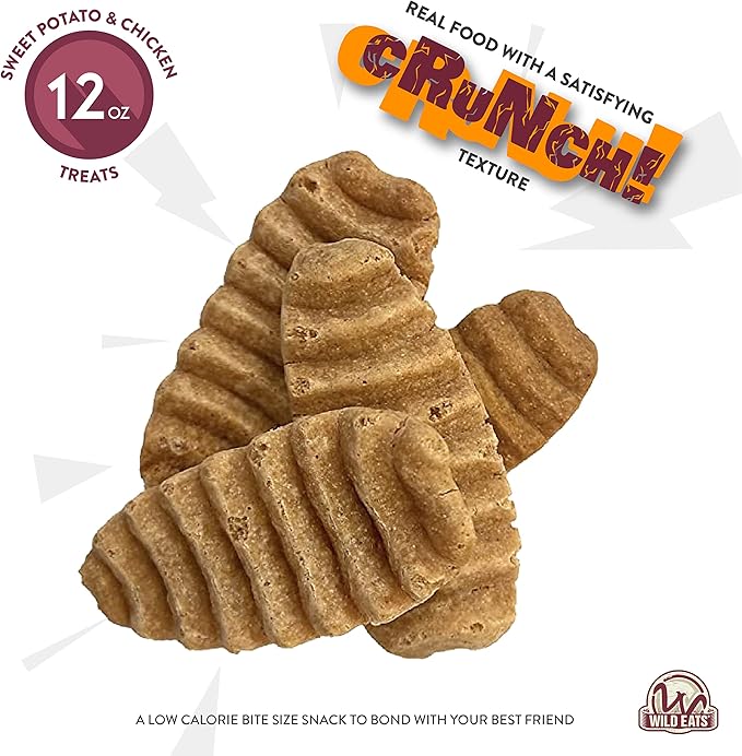 Wild Eats Sweet Potato & Chicken Treats for Dogs 12 oz. (Low Calorie, Low Fat Alternative to Traditional Dog Biscuits, Cookies, and Bones) Healthy Dog Treats Perfect for Training