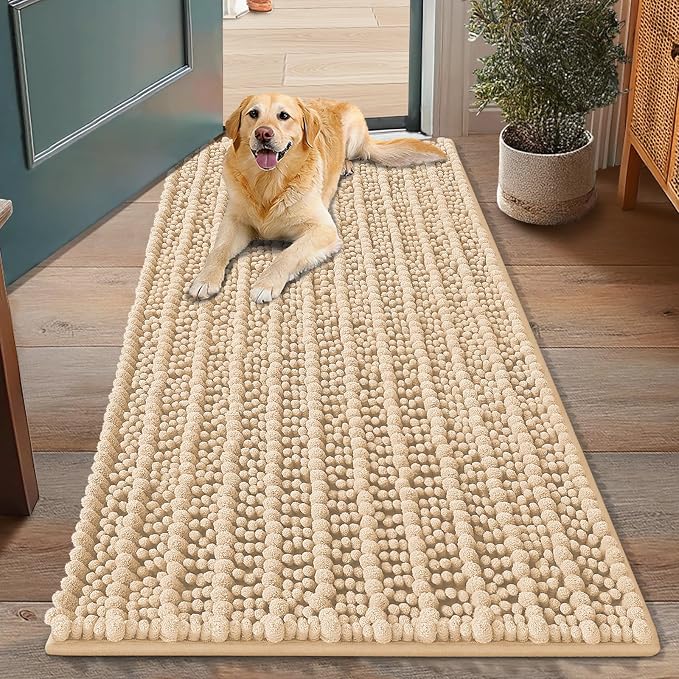 Smiry Dog Door Mat for Muddy Paws 48x30, Absorbent Dirt Trapper, Non-Slip