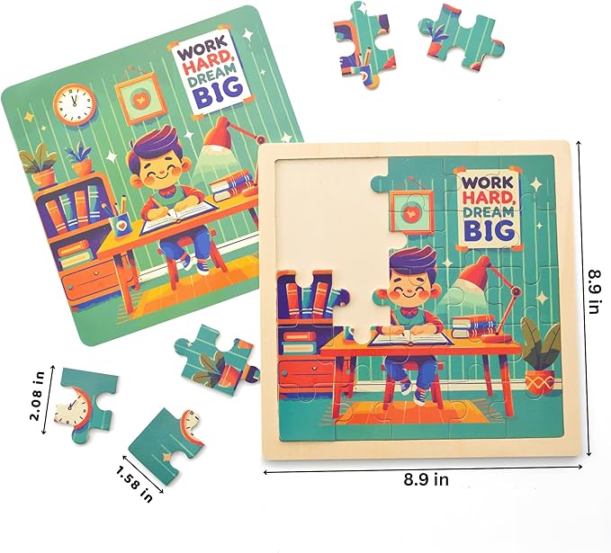 6 Educational Wooden Puzzles & Storybook, Teaches Kindness, Empathy & More – 6 in 1 Jigsaw Puzzle for Kids Ages 3-7 – Learn Real Values Through Stories – Montessori Puzzle Set 25 Pieces