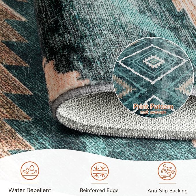 BESTSWEETIE Area Rug 5x7 Rug Machine Washable Non-Slip Low Pile Print Pattern