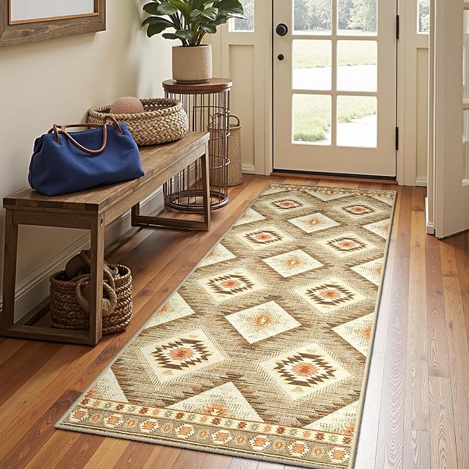 BESTSWEETIE Area Rug 2x10 Rug Machine Washable Non-Slip Low Pile Print Pattern