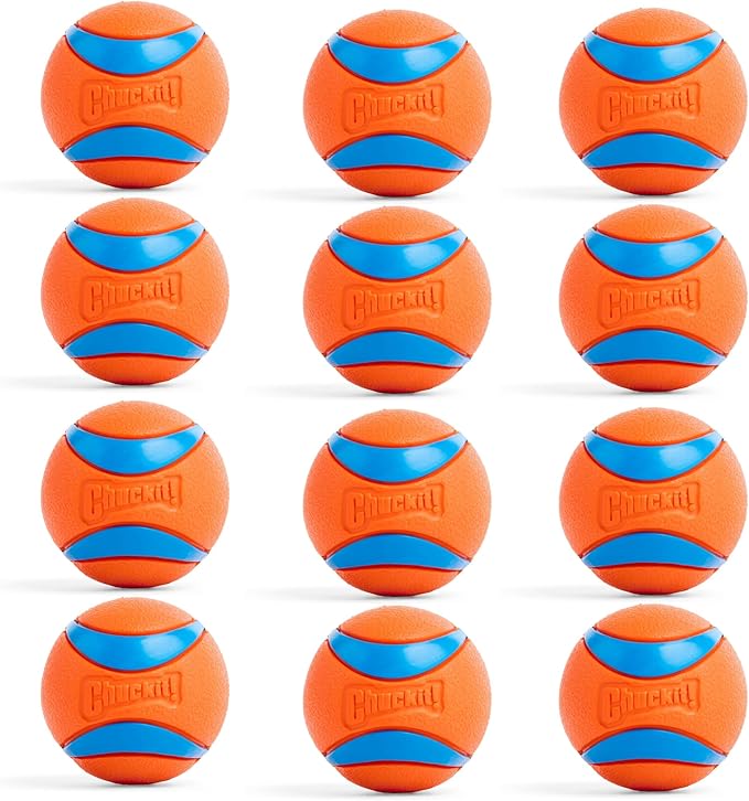 Chuckit! Ultra Ball Dog Toy - Medium Bouncy Fetch Balls for Dogs 20-60 lbs - Made from Durable Rubber - Floating Water Pet Toys - Size Medium - 2.5-inch Diameter -,2 Count (Pack of 6)