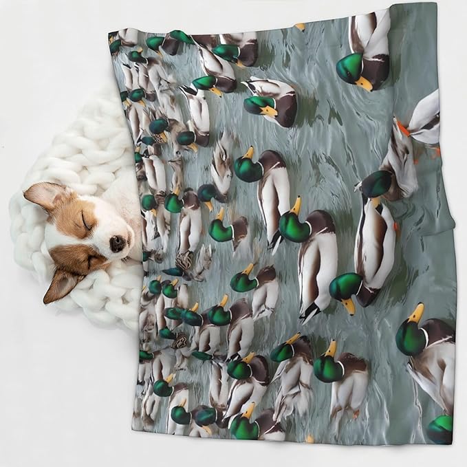 Waterproof Dog Blanket Soft Pet Blanket for Puppy Cat, Fleece Cat Throw Blankets for Furniture Bed Couch Sofa Reversible - Mallard Ducks Swimming