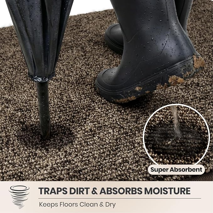 PURRUGS Dirt Trapping Door Mat 32" x 47", Non-Slip Machine Washable Entry Rug
