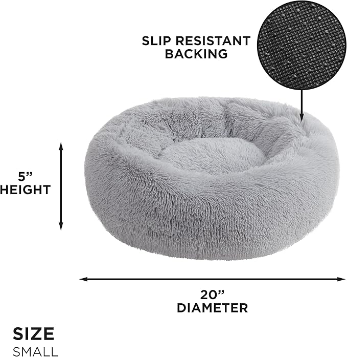 Juicy Couture Devon Faux Fur Small Gray Round Pet Bed for Dogs and Cats