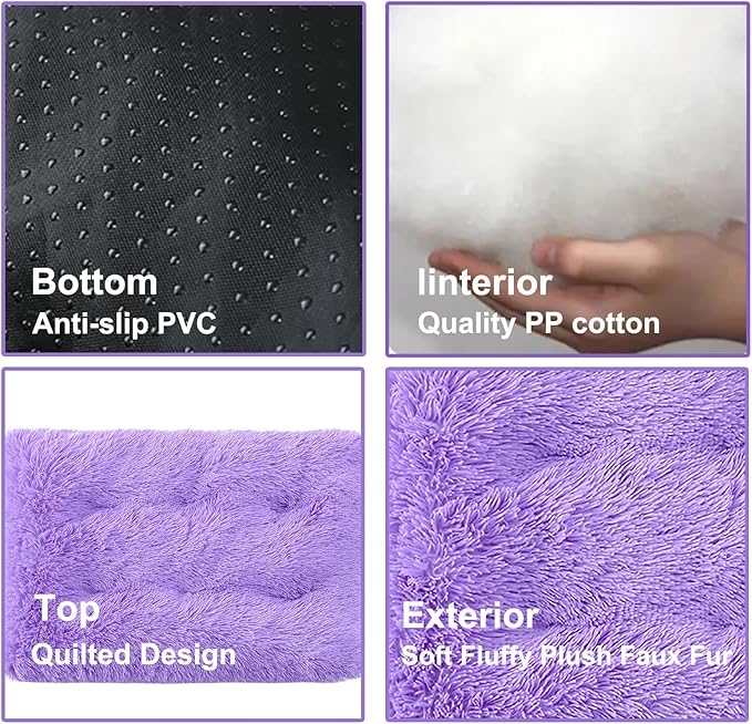 Dog Crate Mat, Dog Bed for Large Dogs, Comfy Fluffy Kennel Pad Anti-Slip for Dog beds & Furniture, Quilted Dog Bed for Pets for Medium/Small Dogs Cats (Color : Purple, Size : 30x21)