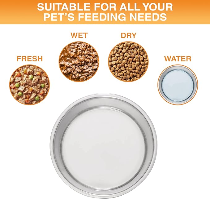 Neater Pet Brands Stainless Steel Dog Bowls with Non-Slip Rubber Bottom – 3 Cup (24 oz), Tan - Set of 2 Heavy Duty Metal Dog Bowls, Dishwasher Safe, Food or Water Bowl, Ideal for Small to Medium Dogs