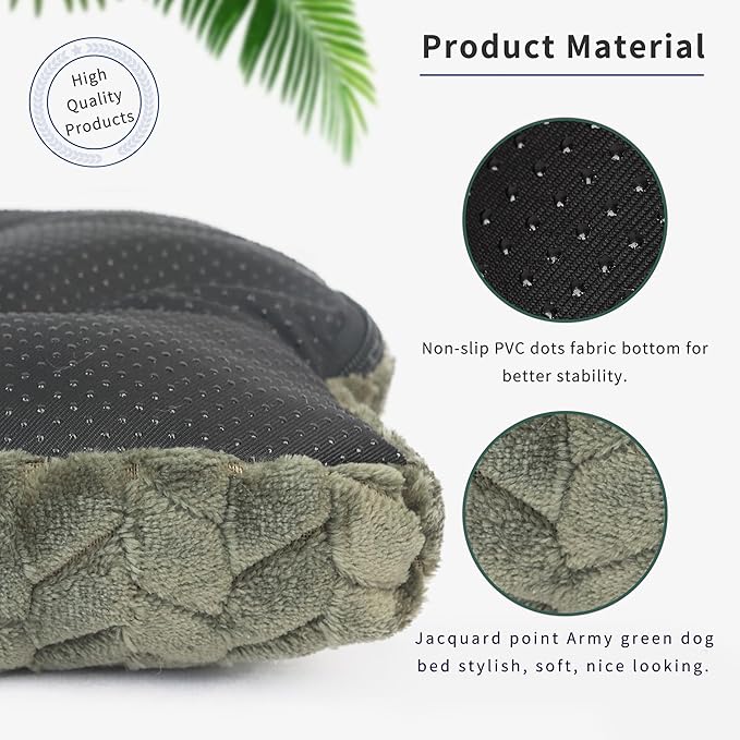 Dog Bed for Small Dogs Washable Dog Crate Bed for Dog Cages 18 inch Small Dog Bed Anti-Slip Waterproof Warming Cozy Soft Pet Puppy, Dog Pillows for Small Dogs Olive Green