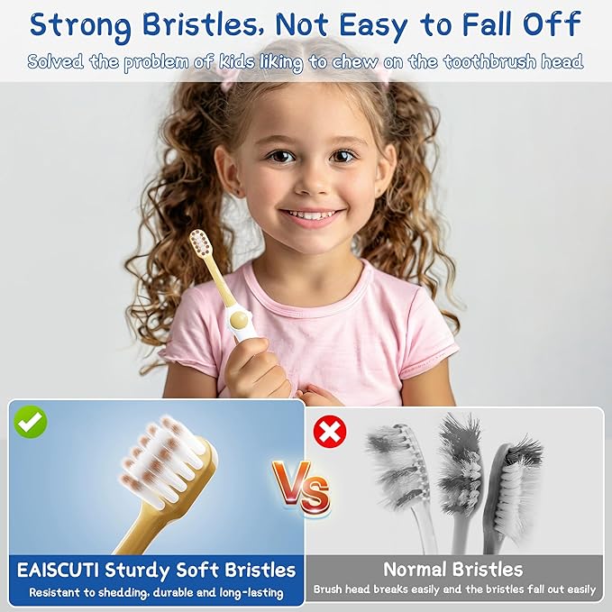 EASICUTI Extra Soft Kids Toothbrushes 4 Pack, Space Style Toddler Toothbrushes for Ages 2-12 Years, Baby Toothbrush 12 Months and up, Childrens Toothbrush Help Remove Plaque and Stains-Blue, White