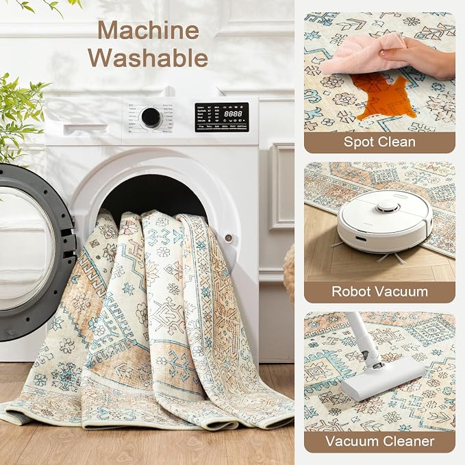 Lofus Vintage Living Room Rugs 5x7, Soft Machine Washable Area Rug